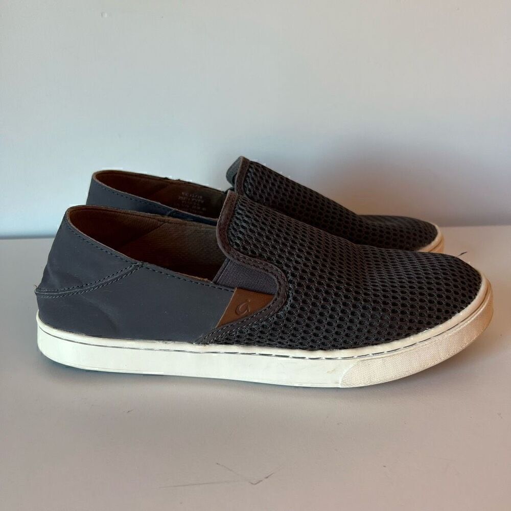 OluKai Womens Pehuea Shoes Size 10 Grey Slip-On Casual Mesh Drop Heel Sneakers
